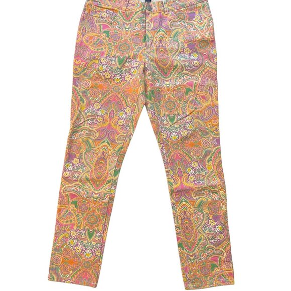Chaps 5 Pocket Womens Jeans Paisley Pastel Size 8 Straight Leg - Picture 1 of 3